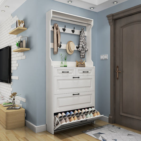 Shoe Cabinet with Coat Rack